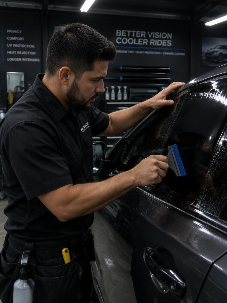 Supreme Window Tint owner installing window film